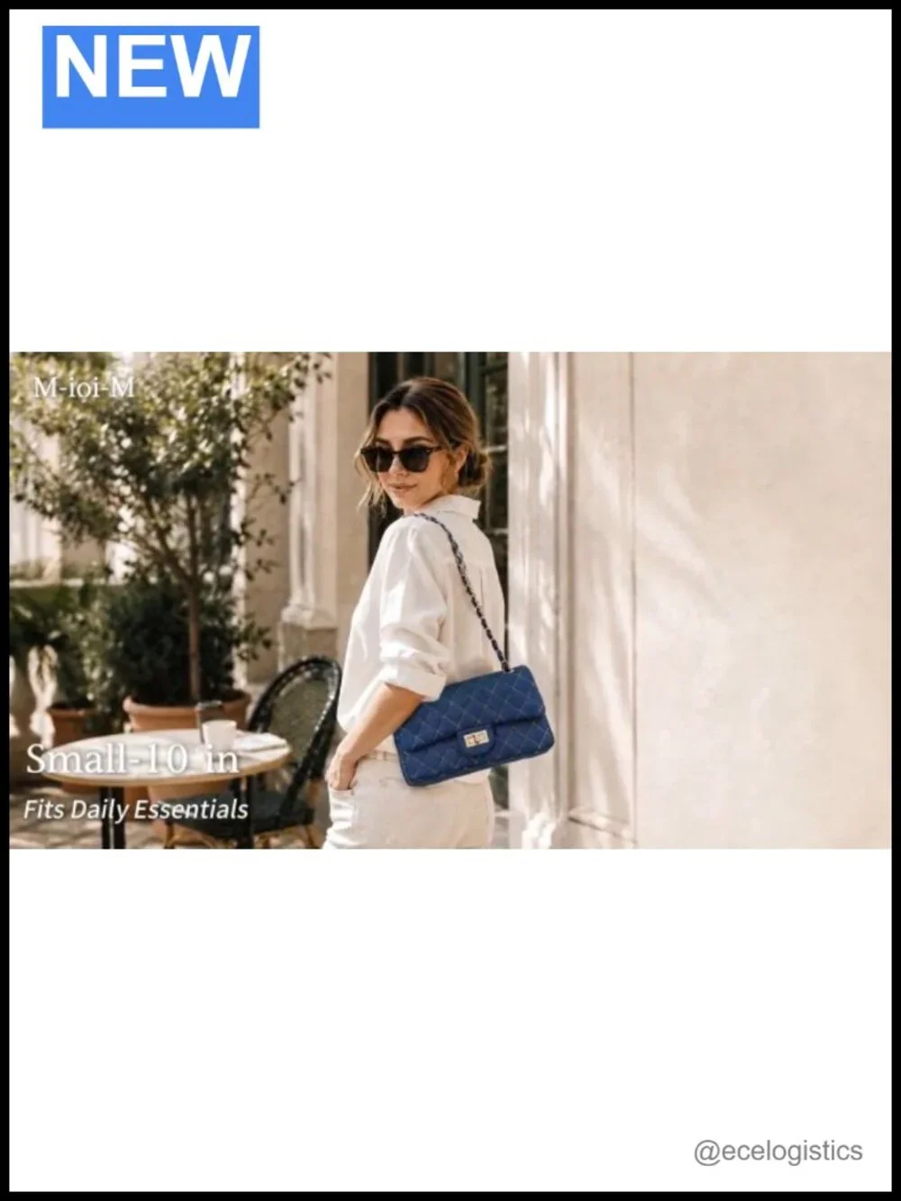 Vintage Quilted Denim Flap Shoulder Bag with Chain Strap